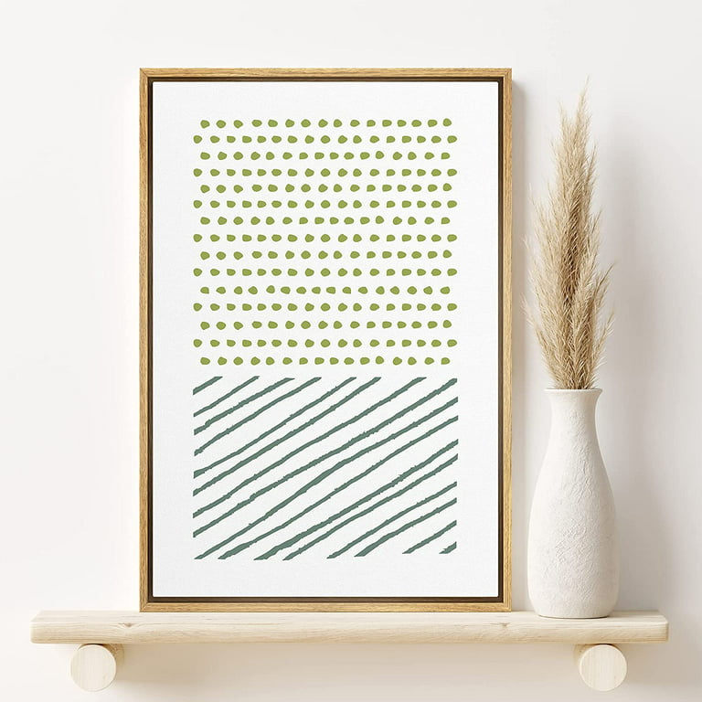 PixonSign Framed Canvas Print Wall Art Abstract Green Watercolor