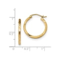 thumbnail image 2 of Real 14kt Yellow Gold Satin Diamond-cut Princess Square Tube Hoop Earrings; for Adults and Teens; for Women and Men, 2 of 2