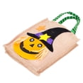 thumbnail image 2 of Bolsa de mano de Halloween de tela de yute con asa, 4 patrones, bolsas de Acción de Gracias para almacenamiento de trucos y golosinas, calabaza, 2 of 14