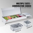 thumbnail image 4 of VEVOR Refrigerated Condiment Prep Station, 150 W Countertop Refrigerated Condiment Station, with 4 1/3 Pans & 4 1/6 Pans, 304 Stainless Body and PC Lid, Sandwich Prep Table with Stainless Guard, ETL, 4 of 9