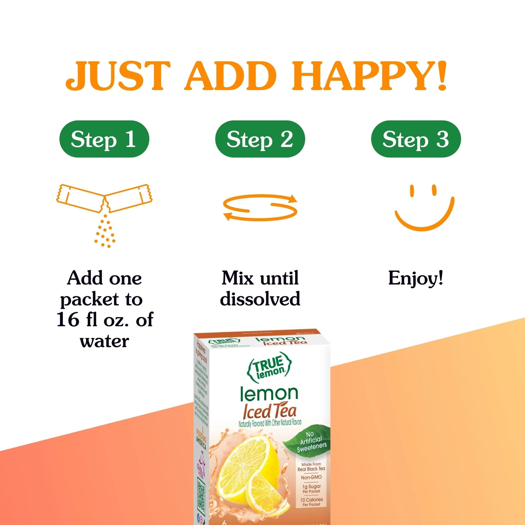 (4 pack) (6 Packets) True Lemon Iced Tea Stevia Sweetened, On-The-Go, Caffeinated Powdered Drink Mix