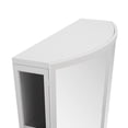 thumbnail image 5 of Modern Arched Glass Double Door Wall Cabinet with Shatterproof Mirror for Entryway, Living Room, Bathroom - Double Layer Storage, Open Shelf and Towel Rack in White, 5 of 9