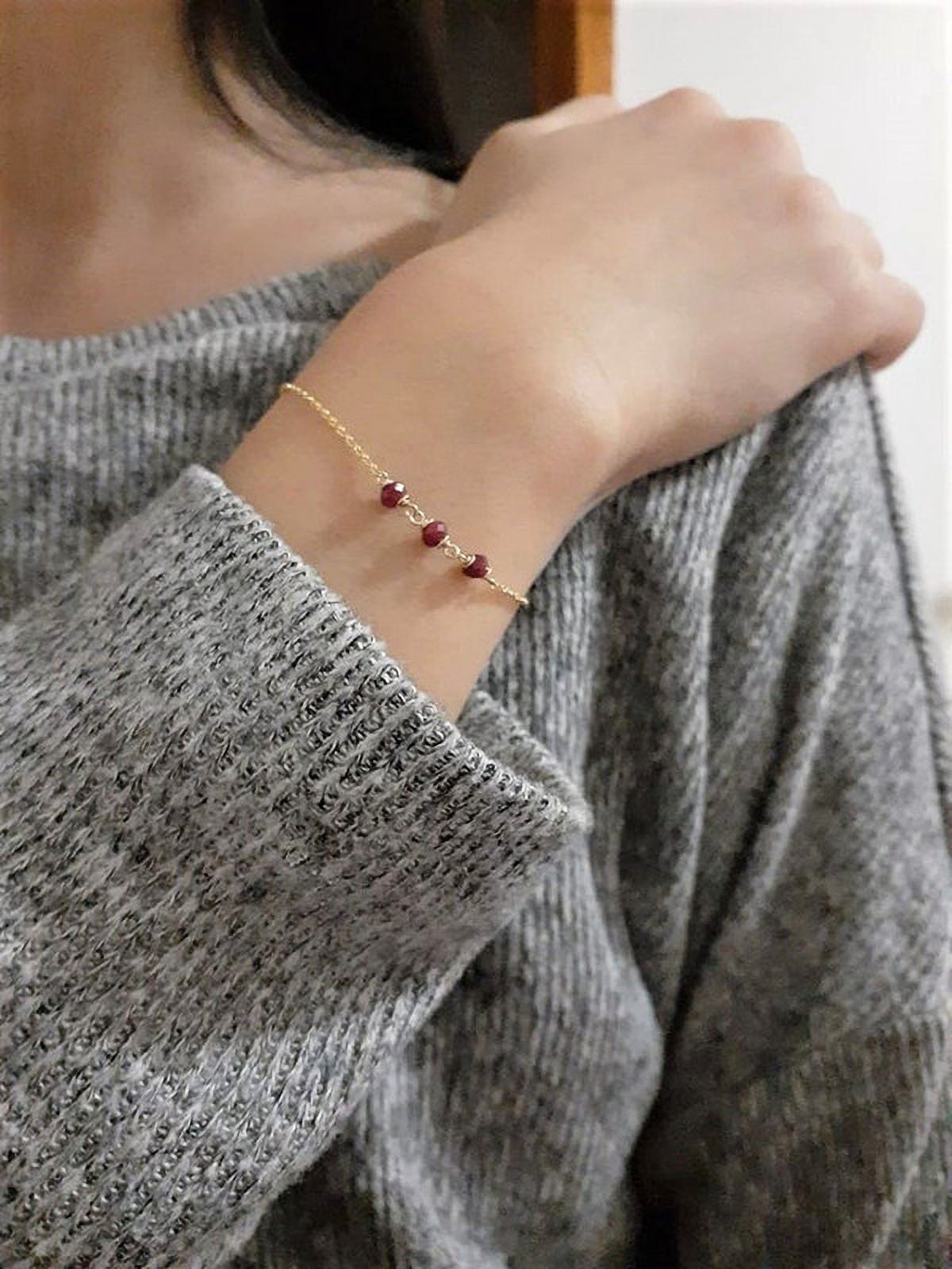 Ruby Gemstone Anklet, Dainty Anklets for Women
