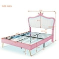 thumbnail image 3 of Bellemave Full Size Upholstered Princess Bed with Crown Headboard and LED Lights, Pink / White, 3 of 12