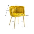 thumbnail image 5 of Tzicr Velvet Dining Chairs Set of 6, Modern Woven Upholstered Dining Chairs with Gold Metal Legs,Luxury Tufted Dining Chairs for Living Room, Bedroom, Kitchen (YELLOW), 5 of 6