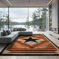 thumbnail image 2 of ODIKA 8'x10' Washable Area Rug Hooks Motif Cowboy Southwestern Round Runway Themed Trailer Minded for King Size Bedroom Under Bed, Master Suite, Non-Shedding, Easy Care, 2 of 7