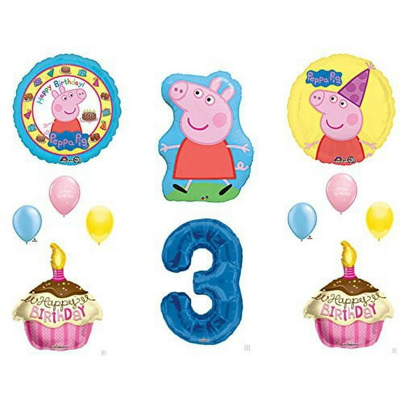 3rd Third PEPPA PIG XL Happy Birthday PARTY Balloons Decorations Supplies