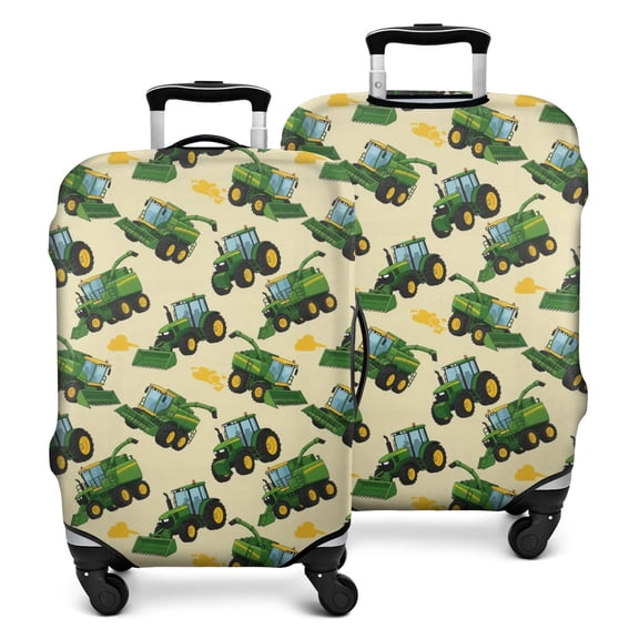 Cartoon Tractors Harvesters Beige Pattern Luggage Cover Fashion Suitcase Cover Baggage Covers Fit 25-28 Inch Luggage (Go Travel)