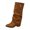 Brown, variant on Womens Ruched Mid Calf Boots Pointed Toe Chunky Heel Fashion Boots For Party Outdoor Fall Winter Wear Brown US:6
