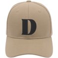 thumbnail image 2 of Daxton Structured Curve Visor Bill Baseball Hat 3D Capital Alphabet Letters, Khaki Hat Black Letter D, 2 of 3