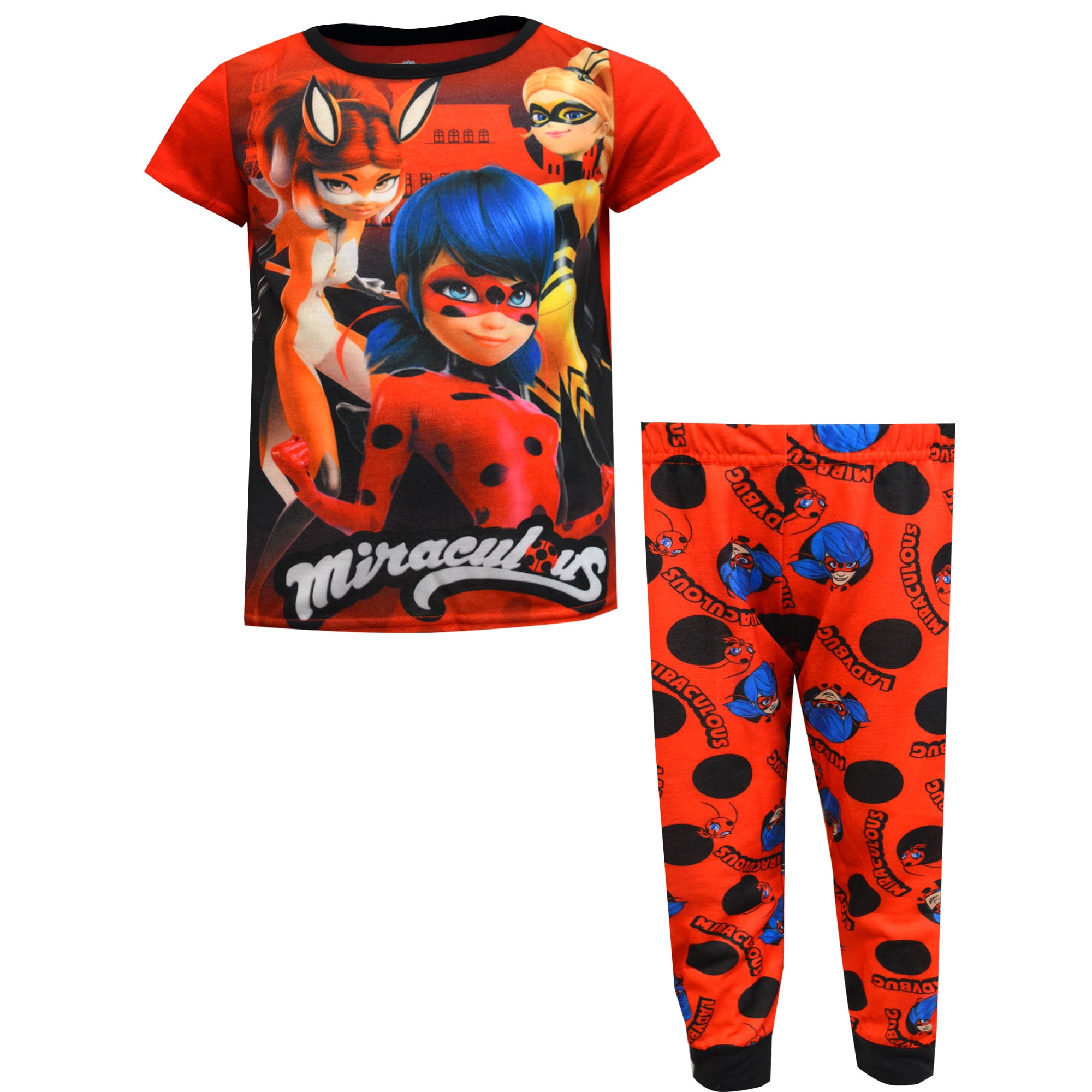Komar Kids Girls Miraculous Ladybug Short Sleeve Pajama 6 Red