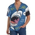 thumbnail image 3 of Honeii 's Great White Shark for men's short-sleeved button-up collared shirt featuring a pocket, perfect for beach vacations, and travel adventures., 3 of 5
