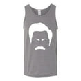 thumbnail image 2 of Wild Bobby, White Parks and Rec Fans Ron Swanson Mustache Face Silhouette, Pop Culture, Men Graphic Tank Top, Heather Grey, XX-Large, 2 of 4