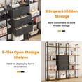 thumbnail image 2 of ModFurne Triple Wide 6 Tiers Industrial Book shelf with 3 Drawers and Storage Shelves, 73.6" Tall Bookcase with 16 Open Display Shelves, Large Etagere Bookshelf for Home & Office, Black, 2 of 9