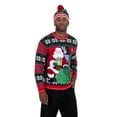 thumbnail image 4 of Jollidays Men's Classic Santa Long Sleeve Crewneck Ugly Christmas Sweater with Drink Pocket, Sizes S-2XL, 4 of 5