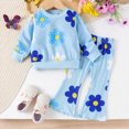 thumbnail image 2 of TOWED22 Baby Girl Fall Winter 2 Piece Outfits Set Toddler Clothes Long Sleeve Soft Sweatshirt + High WaistPants Cute(Blue,3-4 Y), 2 of 9