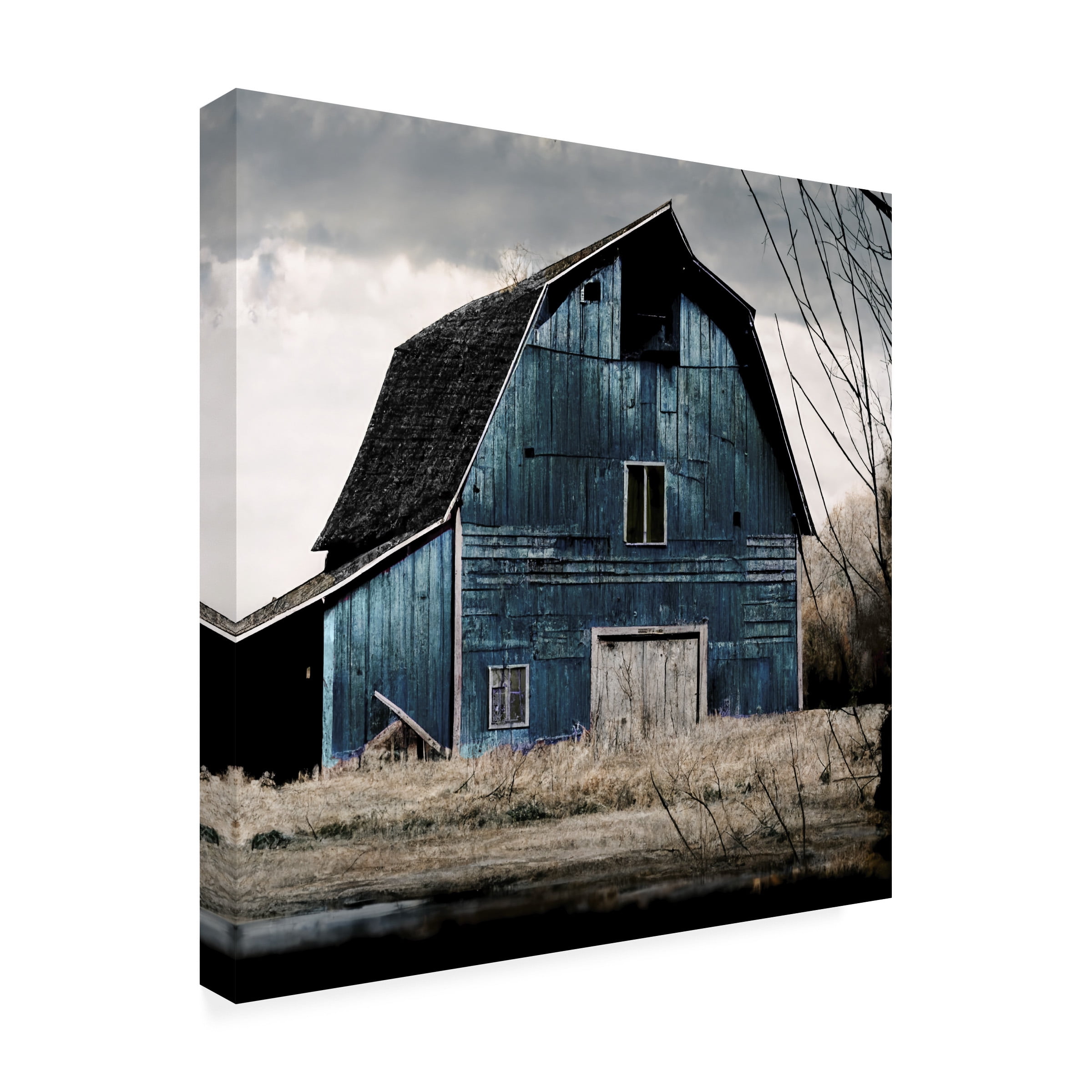 Canvas Wall Art - Sasha 'Blue Barn' Wall Art for Living Room, Bedroom, or Office DÃ©cor by Trademark Fine Art - 18 x 18 Inches