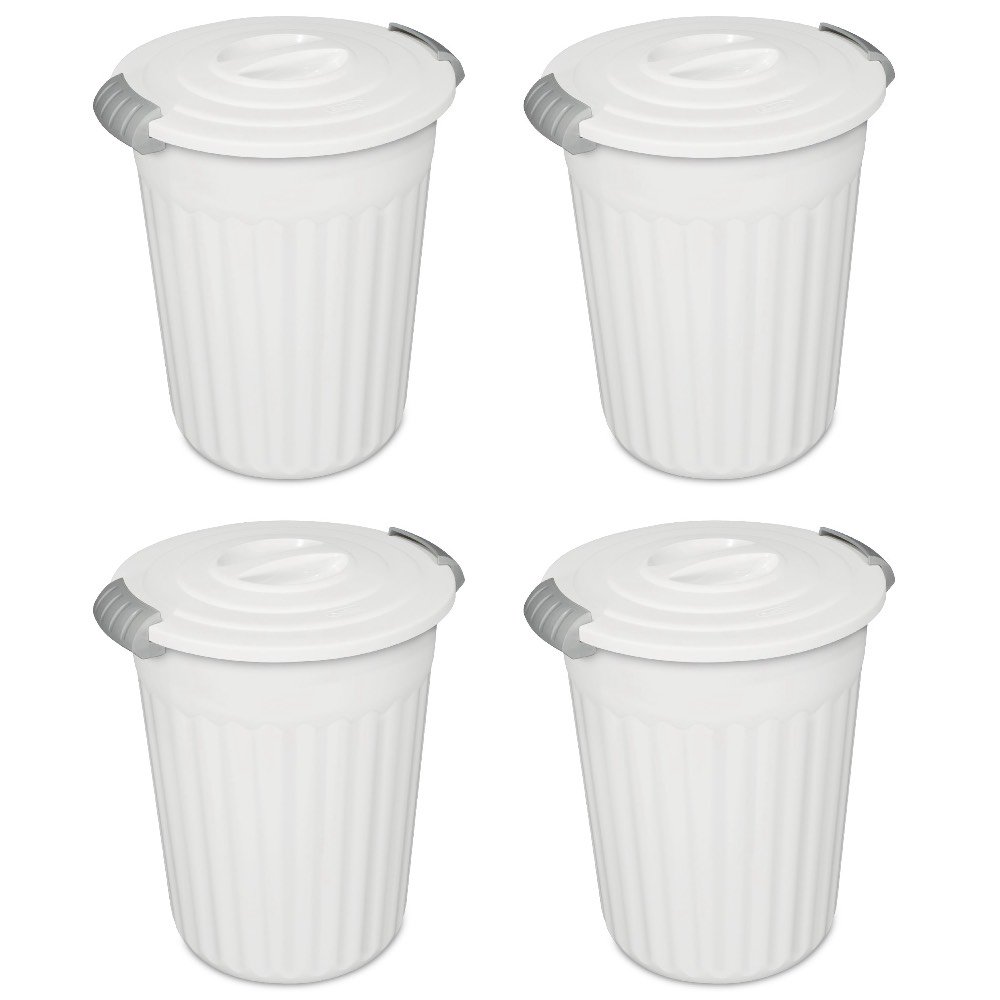 Sterilite Latching Utility Can Trash Recycle Bin Round Tall 1136