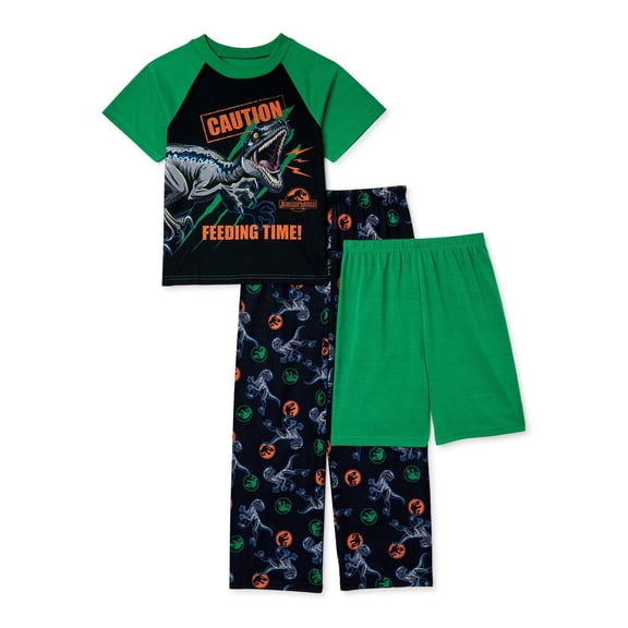 Jurrassic's Classic Short Sleeve Top, Pants, and Shorts 3-Piece Pajama Sleep Set, XS (4)