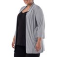 thumbnail image 6 of Wright's Women's Plus Size 3/4" Sleeve Draped Open Front Jersey Pocket Cardigan, 1X-5X, 6 of 6