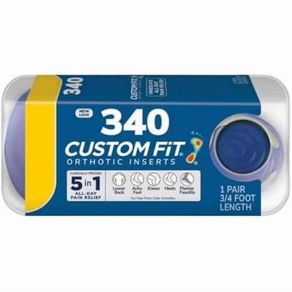 mjw001 Custom Fit Orthotics 3/4 Length Inserts CF 340, Arch Support Insoles for Men Women, Get Clinically Proven All-Day Relief from Lower Back, Knee, Plantar Fasciitis & Heel Pain, Achy Feet