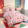 thumbnail image 2 of Manfei Vintage Christmas Santa Claus 7-Piece Twin Bedding,Western Xmas Festive Bedding Comforter Set,Pink Reversible, 2 of 7