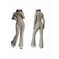 thumbnail image 3 of Conjunto de Dos Piezas para Mujer, Pantalón Corto de Larga con Cremallera y Pantalones, Chándal Sexy y Ajustado para Estar en Casa. Caqui L, 3 of 8