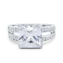 Simulated Cubic Zirconia Size-5 Princess Cut Art Deco Engagement Wedding Bridal Ring 925 Sterling Silver