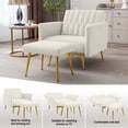 thumbnail image 5 of TTGIEET Velvet Accent Chair with Ottoman, Modern Upholstered Tufted Armchair, Comfy Single Sofa Chair Side Chair with Golden Metal Legs& Adjustable Arms for Living Reading Room Bedroom Office (Cream), 5 of 8