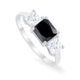 thumbnail image 5 of 3 Stone Princess Cut Engagement Ring Black CZ 925 Sterling Silver Size 8, 5 of 6