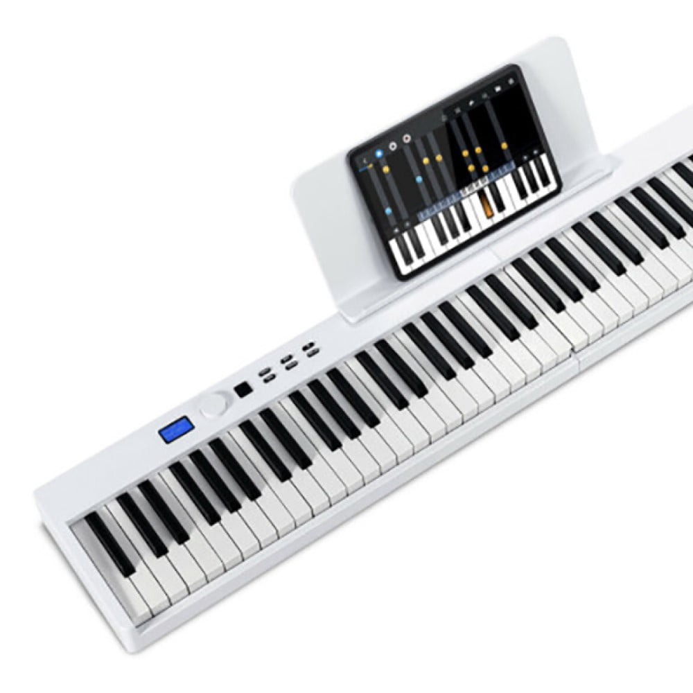 Spaco 88-Key Foldable Digital Piano, Digital Piano with MIDI and Wireless BT, Christmas Birthday Gift for Boy and Girl 3-8 Years Old, White