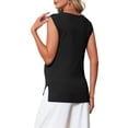 thumbnail image 3 of INSPIRE CHIC Women's Maternity Spring Top Short Sleeve Pullover Tops Basic Ribbed Knit Slim Fitted Casual Shirts 2026 M Black, 3 of 5