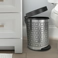 thumbnail image 4 of nu steel Laser Cut Chrome Step Garbage Trash Can & Toilet Brush Holder with Lid: 5 liter/1.32 gal for the Kitchen, Bathroom, Bedroom, Patio, RV STP-TBH-03CHR, 4 of 7