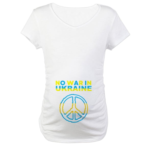 CafePress - No War In Ukraine Support Americ Maternity T Shirt - Cotton Maternity T-shirt, Cute & Funny Pregnancy Tee