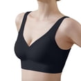 thumbnail image 2 of Gymayou Women Seamless Wireless Sports Bra With Fixed Molded Cups Gentle Lift & Moderate Gathering Everyday Bra Wide Strap Side Support Black L, 2 of 4