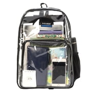 K-Cliffs Unisex Clear Backpack See Through School Bags Basic Transparent Student Bookbag, Black