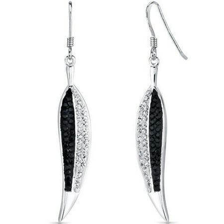 Oravo Birds of a Feather and Black Wings Dangle Earrings in Sterling Silver with Swarovski Elements