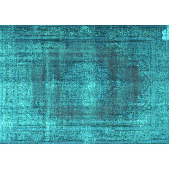 Ahgly Company Indoor Rectangle Persian Turquoise Blue Bohemian Area Rugs, 8' x 12'