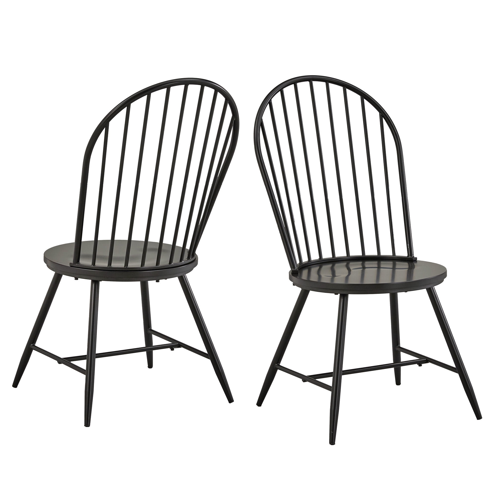 Weston Home Lydford Hoop High Back Windsor Metal Side Chair with Wood Seat, Black (Set of 2)