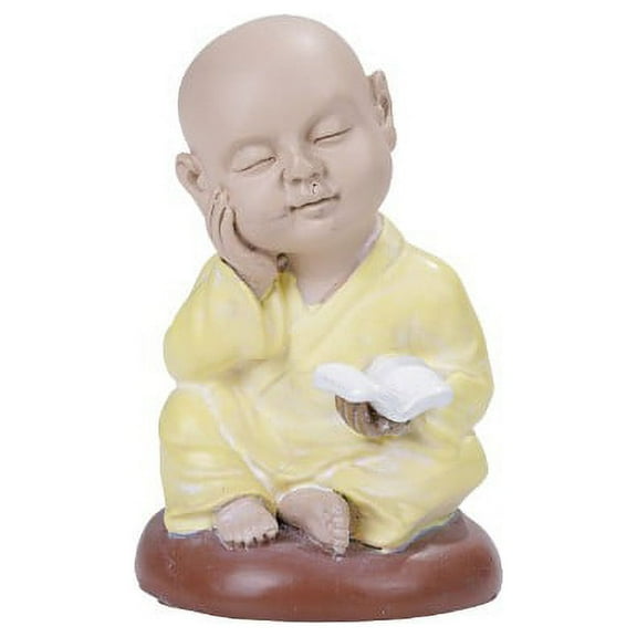 Seated Colorful Joyful Monk Lost in Thought Baby Buddha Resin Figurine