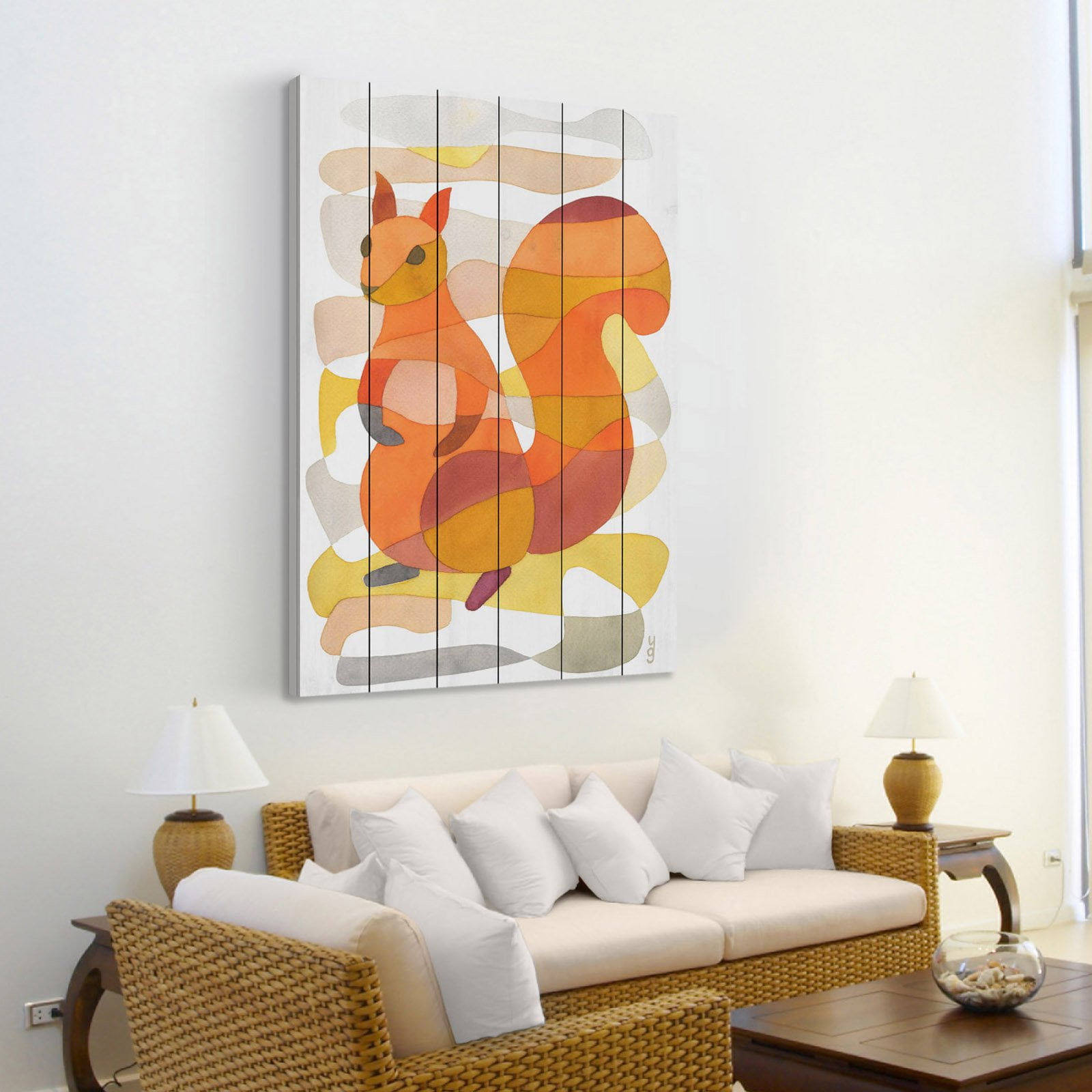Marmont Hill "Squirrel" by Yolanta Gawlik Painting Print on White Wood