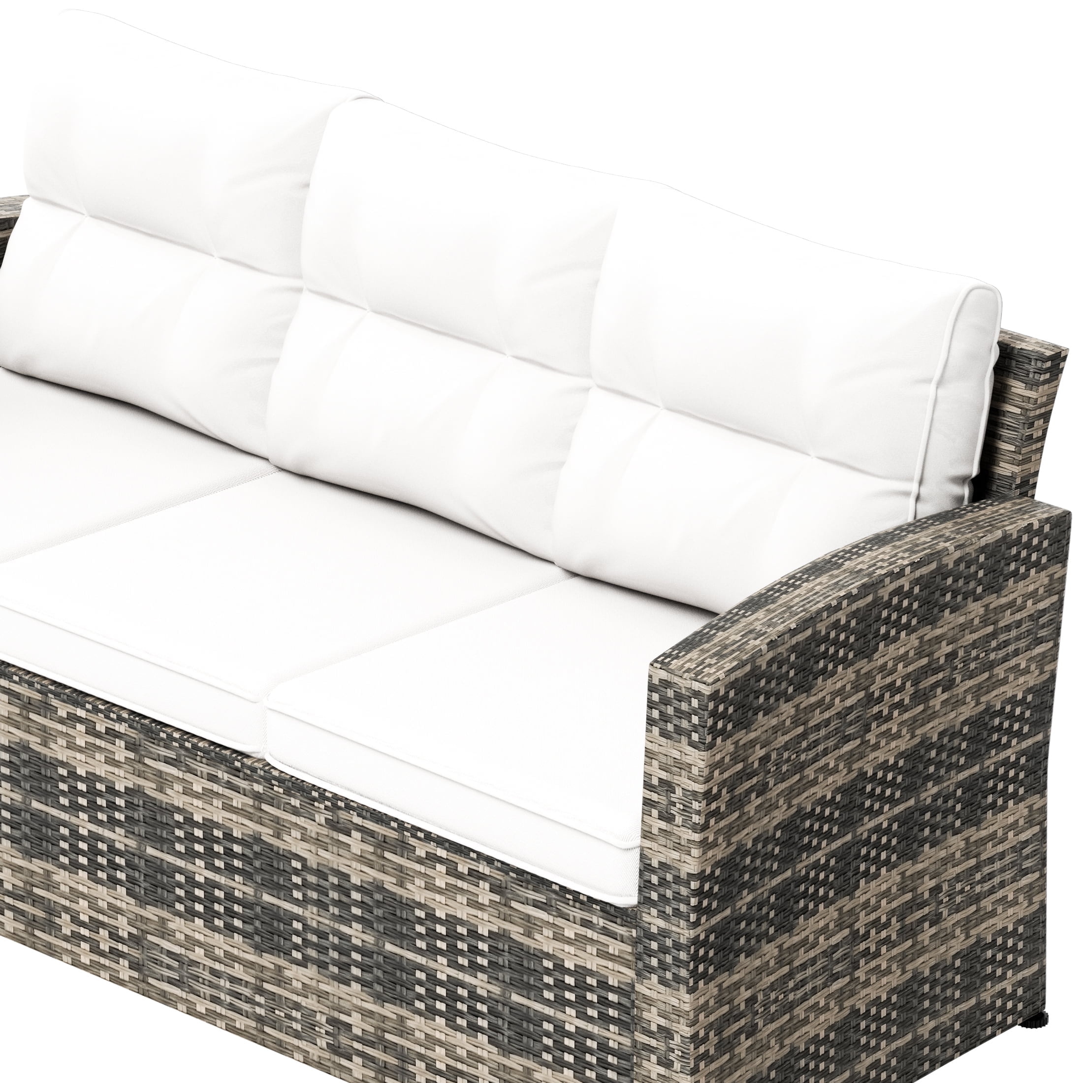 Westin Outdoor 2-Pieces Patio Sofa with Side Table Included Conversation Set PE Rattan Wicker Furniture, Brown/White
