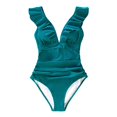 thumbnail image 1 of Cathalem Maillot de Bain Femme Guépard à Armatures Froncées une Pièce, Bleu TG, 1 of 4