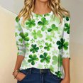 thumbnail image 6 of St.patrick Day Plus Size Women T-Shirts 3/4 Sleeve Round Neck Lucky Irish Shamrock Printed Casual T-Shirt Funny Party St Patricks Day Holiday Shirts, 6 of 6