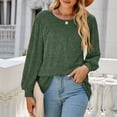 thumbnail image 2 of Blusa elegante de manga larga con hombros abullonados y cuello redondo, color verde, para fiestas, trabajo y escuela, XXL, 2 of 8