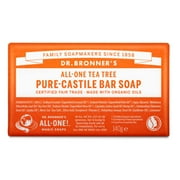 Dr. Bronner’S - Pure-Castile Bar Soap (Tea Tree, 5 Ounce) - Made With Organic Oils, For Face, Body, Hair And Dandruff, Gentle On Acne-Prone Skin, Biodegradable, Vegan, Non-Gmo
