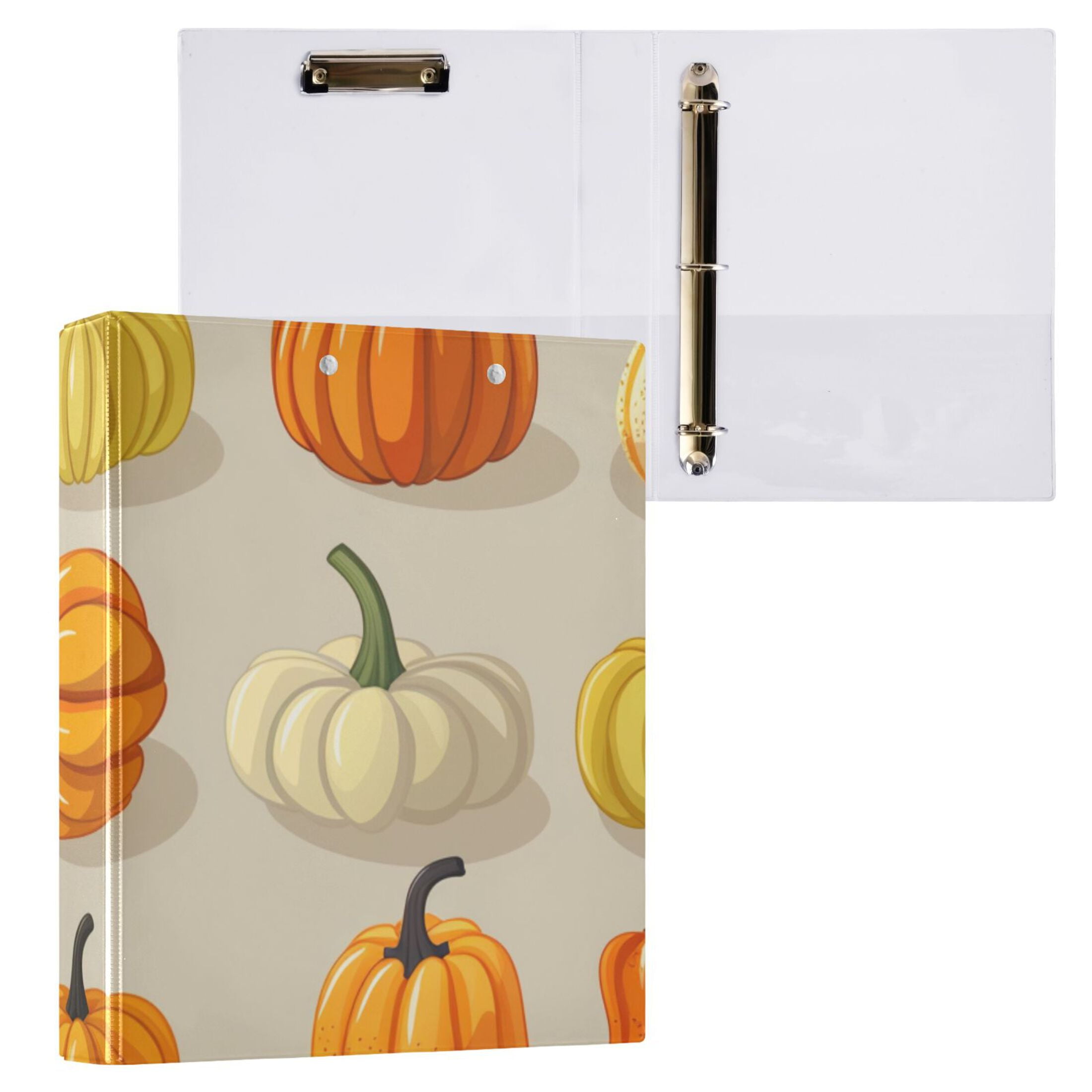 Cute Pumpkins 3 Ring Binders 1.5 inch Hardcover File Folders with Interior Pockets A4 Size Organizer for School Office Hospital