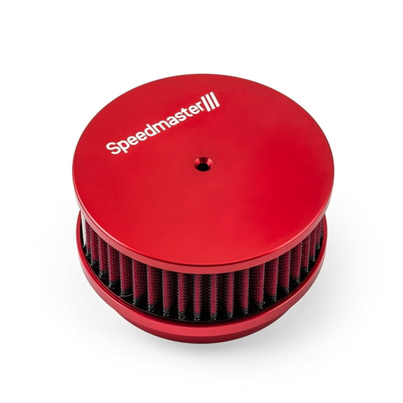 Speedmaster PCE104.1087.02 6" x 2" Washable Filter Billet Aluminum Air Cleaner Assembly Kit - Red