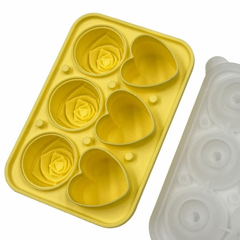 3D Rose Ice Molds Large Ice Cube Trays Make 4 Giant Cute Flower Shape Ice  Silicone Big Ice Ball Maker