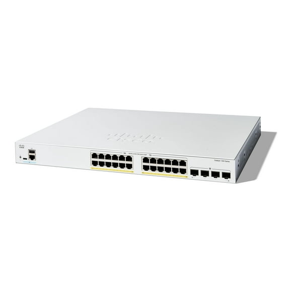 Cisco Catalyst 1300-24FP-4G - Switch - L3 - managed - 24 x 10/100/1000 (PoE+) + 4 x Gigabit SFP - rack-mountable - PoE+ (370 W)